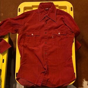 Vintage Late 70s Early 80s Levi’s Wm Corduroy Western Shirt Rust Red Made in USA
